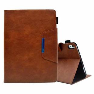 For iPad mini 6 Suede Cross Texture Magnetic Clasp Leather Tablet Case(Brown)