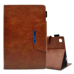 For Samsung Galaxy Tab A8 10.5 2021 Suede Cross Texture Magnetic Clasp Leather Tablet Case(Brown)