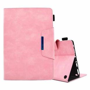 For Amazon Fire HD 10 / HD 10 Plus 2021 Suede Cross Texture Magnetic Clasp Leather Tablet Case(Pink)