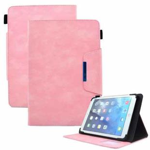 For 7 inch Suede Cross Texture Magnetic Clasp Leather Tablet Case(Pink)