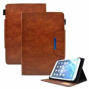 For 10 inch Suede Cross Texture Magnetic Clasp Leather Tablet Case(Brown)
