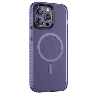 For iPhone 14 Pro Max Skin Feel Semi-transparent Frosted MagSafe Magnetic Phone Case(Purple)
