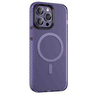 For iPhone 14 Pro Skin Feel Semi-transparent Frosted MagSafe Magnetic Phone Case(Purple)