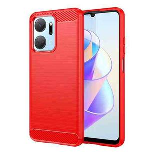 For Honor X7a Brushed Texture Carbon Fiber TPU Phone Case(Red)