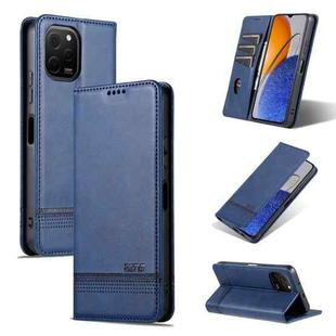 For Huawei nova Y61 AZNS Magnetic Calf Texture Flip Leather Phone Case(Dark Blue)