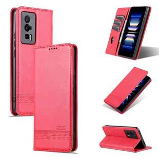 For Xiaomi Redmi K60 / K60 Pro AZNS Magnetic Calf Texture Flip Leather Phone Case(Red)