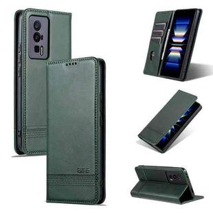 For Xiaomi Redmi K60 / K60 Pro AZNS Magnetic Calf Texture Flip Leather Phone Case(Dark Green)