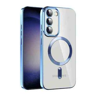 For Samsung Galaxy S23+ 5G CD Texture Plating TPU MagSafe Phone Case with Lens Film(Sierra Blue)