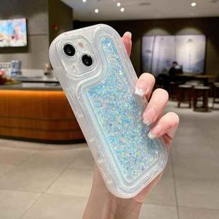 For iPhone 14 Plus Luminous Sequins Glitter Epoxy Phone Case(Baby Blue)
