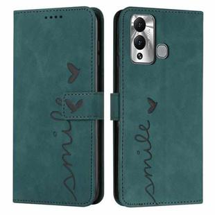 For Infinix Hot 20 Play Skin Feel Heart Embossed Leather Phone Case(Green)