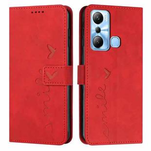 For Infinix Hot 20i Skin Feel Heart Embossed Leather Phone Case(Red)