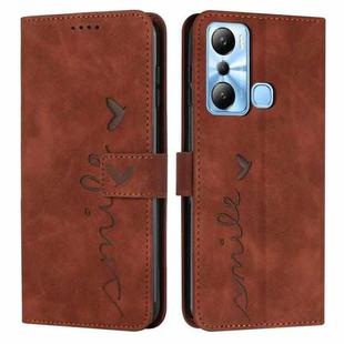For Infinix Hot 20i Skin Feel Heart Embossed Leather Phone Case(Brown)