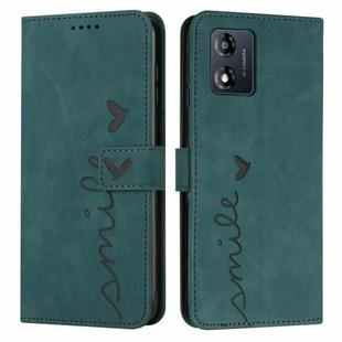 For Motorola Moto E13 Skin Feel Heart Embossed Leather Phone Case(Green)