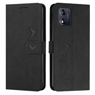 For Motorola Moto E13 Skin Feel Heart Embossed Leather Phone Case(Black)