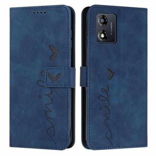 For Motorola Moto E13 Skin Feel Heart Embossed Leather Phone Case(Blue)