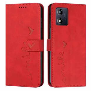 For Motorola Moto E13 Skin Feel Heart Embossed Leather Phone Case(Red)