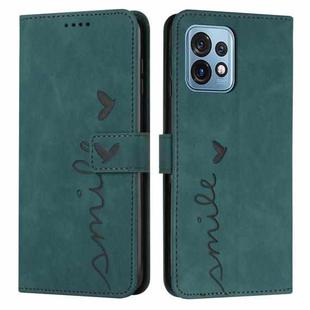 For Motorola Moto X40/X40 Pro/Edge+ 2023 Skin Feel Heart Embossed Leather Phone Case(Green)