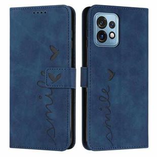 For Motorola Moto X40/X40 Pro/Edge+ 2023 Skin Feel Heart Embossed Leather Phone Case(Blue)