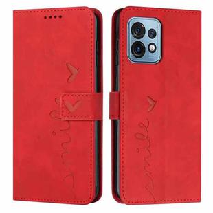 For Motorola Moto X40/X40 Pro/Edge+ 2023 Skin Feel Heart Embossed Leather Phone Case(Red)