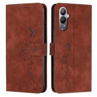 For Tecno Pova 4 Skin Feel Heart Embossed Leather Phone Case(Brown)