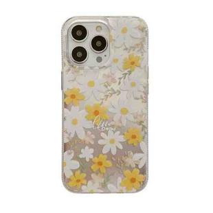 For iPhone 14 Pro Max Dual-side Silver-pressed Laminating TPU Phone Case(Little Daisy)