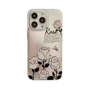 For iPhone 14 Pro Max Dual-side Silver-pressed Laminating TPU Phone Case(White Rose)