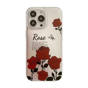 For iPhone 12 / 12 Pro Dual-side Silver-pressed Laminating TPU Phone Case(Red Rose)