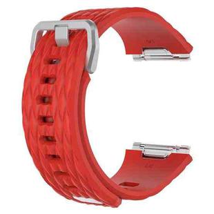 For Fitbit Ionic Dragon Scale Texture Silicone  Watch Band with Buckle, Size:S(Red)
