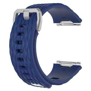 For Fitbit Ionic Dragon Scale Texture Silicone  Watch Band with Buckle, Size:L(Dark Blue)