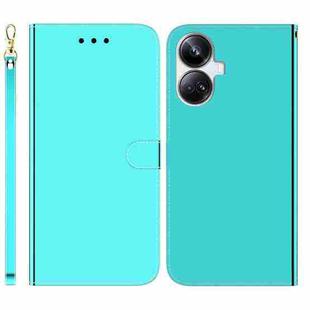 For Realme 10 Pro+ Imitated Mirror Surface Horizontal Flip Leather Phone Case(Mint Green)