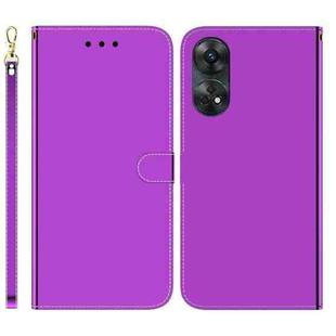 For OPPO Reno8 T 4G Imitated Mirror Surface Horizontal Flip Leather Phone Case(Purple)