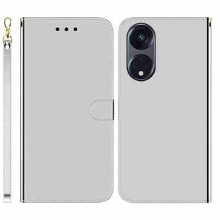 For OPPO Reno8 T 5G / A1 Pro 5G Imitated Mirror Surface Horizontal Flip Leather Phone Case(Silver)