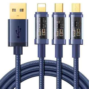 JOYROOM S-1T3015A5 1.2m 3.5A 3 in 1 USB to 8Pin + Type-C + Micro USB Fast Charging Data Cable(Blue)