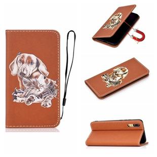 For Huawei P20 3D Painting Horizontal Flip Leather Case with Holder & Card Slot & Lanyard(Dog)