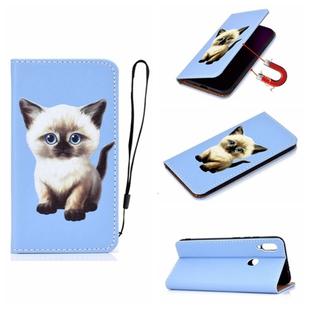 For Huawei P Smart (2019) 3D Painting Horizontal Flip Leather Case with Holder & Card Slot & Lanyard(Cat)