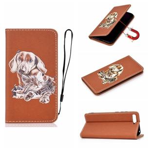 For Huawei Y6 (2019) 3D Painting Horizontal Flip Leather Case with Holder & Card Slot & Lanyard(Dog)