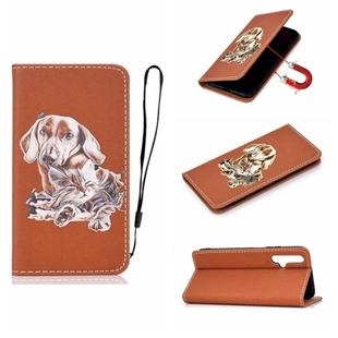 For Huawei Honor 20 3D Painting Horizontal Flip Leather Case with Holder & Card Slot & Lanyard(Dog)