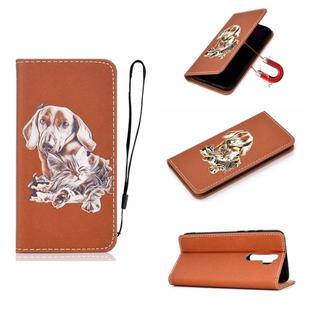 For Xiaomi Redmi Note 8 Pro Pure Color Painting Horizontal Flip Leather Case with Card Slots & Holder & Lanyard(Dog)