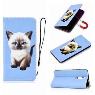 For Xiaomi Redmi K20 Pure Color Painting Horizontal Flip Leather Case with Card Slots & Holder & Lanyard(Cat)