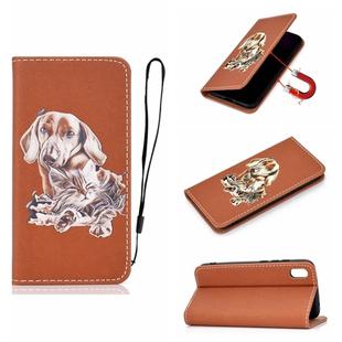 For Xiaomi Redmi 7A Pure Color Painting Horizontal Flip Leather Case with Card Slots & Holder & Lanyard(Dog)