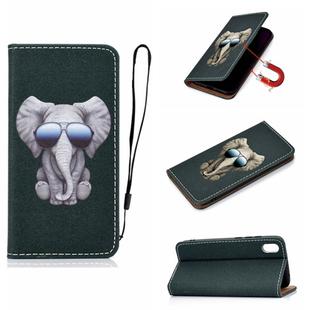 For Xiaomi Redmi 7A Pure Color Painting Horizontal Flip Leather Case with Card Slots & Holder & Lanyard(Elephant)