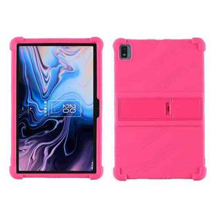 For TCL 10 Tab Max 10.36 inch Silicone Tablet Protective Case with Invisible Bracket(Rose Red)