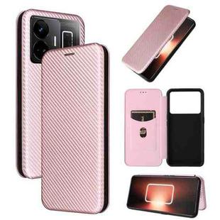 For Realme GT Neo 5 / Realme GT 3 Carbon Fiber Texture Flip Leather Phone Case(Pink)
