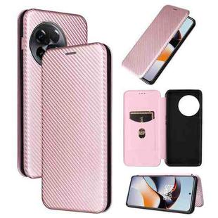 For OnePlus 11R 5G Carbon Fiber Texture Flip Leather Phone Case(Pink)