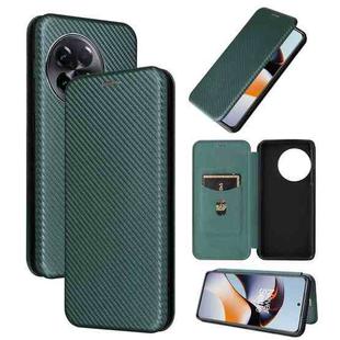 For OnePlus 11R 5G Carbon Fiber Texture Flip Leather Phone Case(Green)