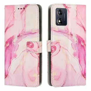 For Motorola Moto E13 Painted Marble Pattern Leather Phone Case(Rose Gold)