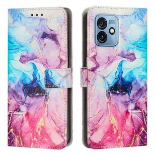 For Motorola Moto G 5G 2023 Painted Marble Pattern Leather Phone Case(Pink Purple)
