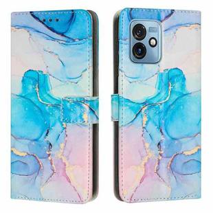 For Motorola Moto G 5G 2023 Painted Marble Pattern Leather Phone Case(Pink Green)