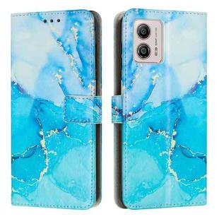 For Motorola Moto G53 5G/G13 4G/G23 4G Painted Marble Pattern Leather Phone Case(Blue Green)