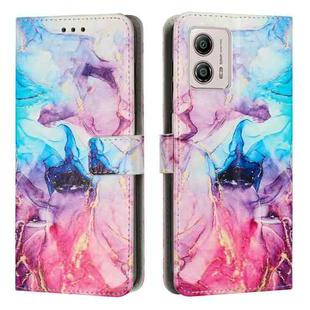 For Motorola Moto G53 5G/G13 4G/G23 4G Painted Marble Pattern Leather Phone Case(Pink Purple)